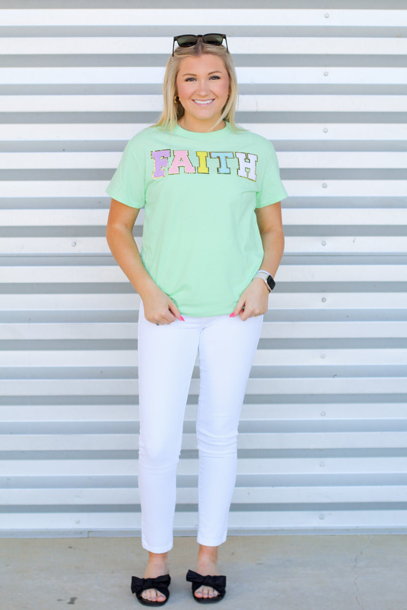 Faith Patch Tee-Mint
