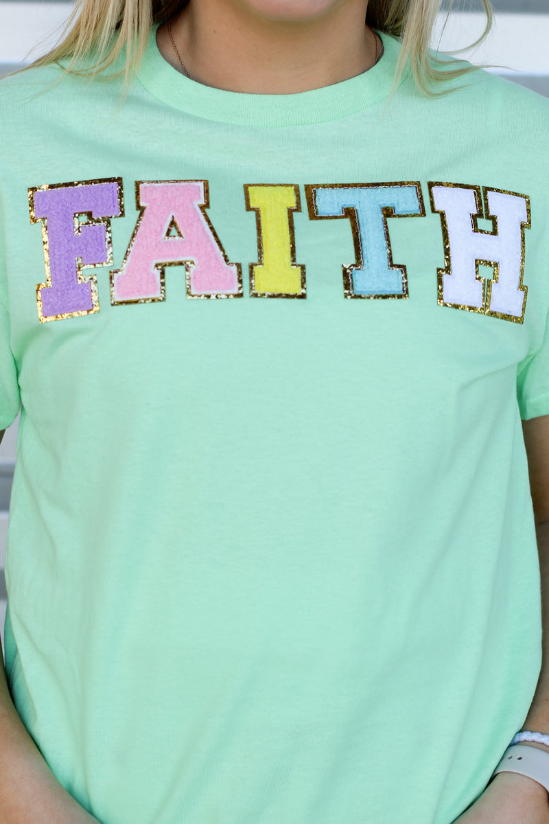Faith Patch Tee-Mint