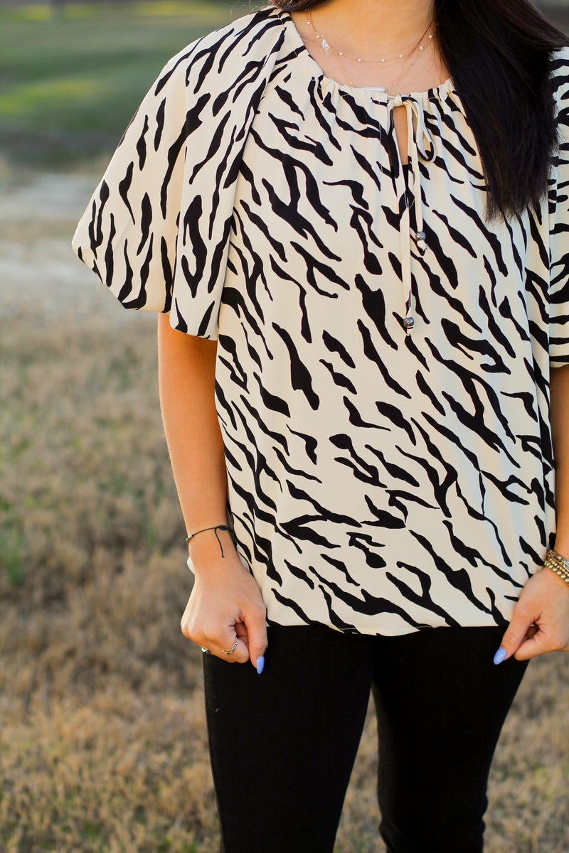 Lovely Printed Top-Ivory