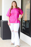 Satin Spots Top-Magenta