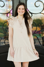Raegan Ruffle Dress-Beige