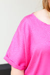 Satin Spots Top-Magenta