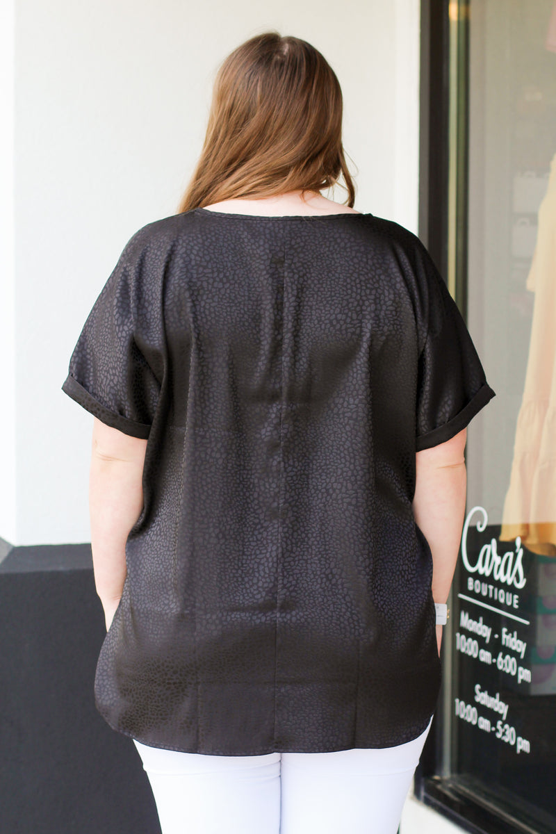 Satin Spots Top-Black