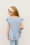 Willow Babydoll Top-Dusty Blue