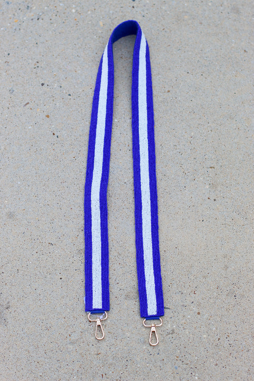 Beaded Strap-Blue/White