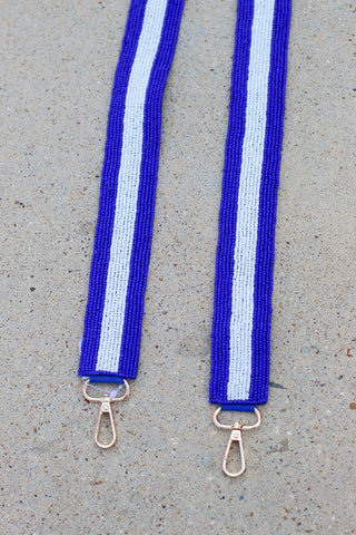 Beaded Strap-Blue/White