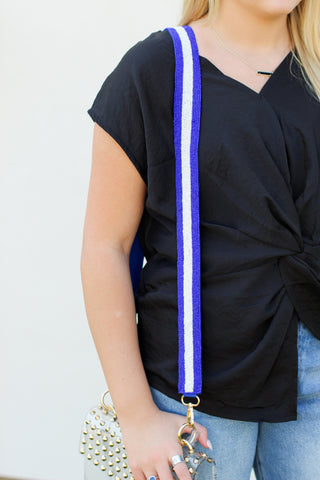 Beaded Strap-Blue/White