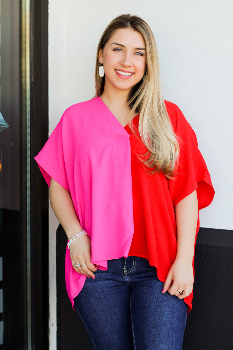 Split Decisions Top-Red/Hot Pink