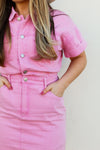 Dare to Dream Denim Dress-Pink