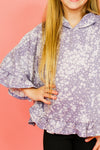 Floral Babydoll Hoodie-Periwinkle