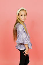 Floral Babydoll Hoodie-Periwinkle
