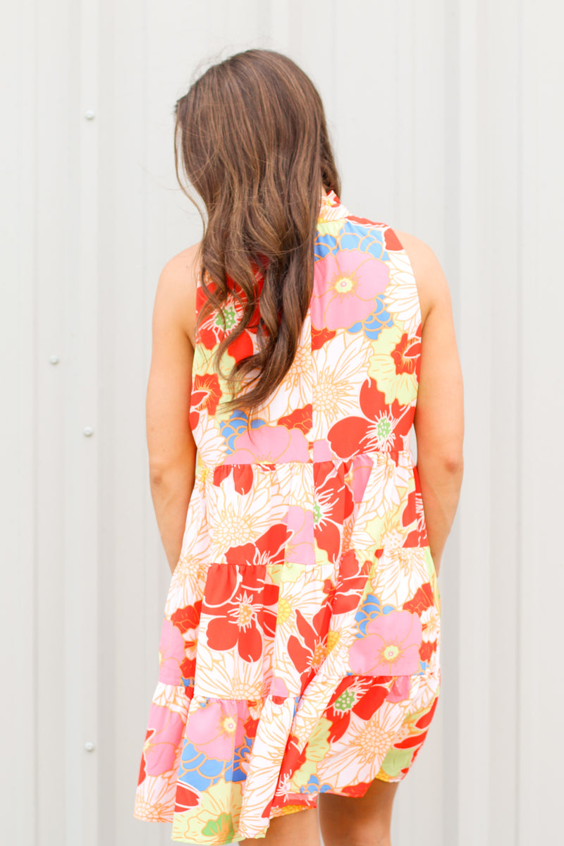 Day in Paradise Dress-Red/Orange