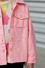 Little Denim Jacket-Highlighter Pink