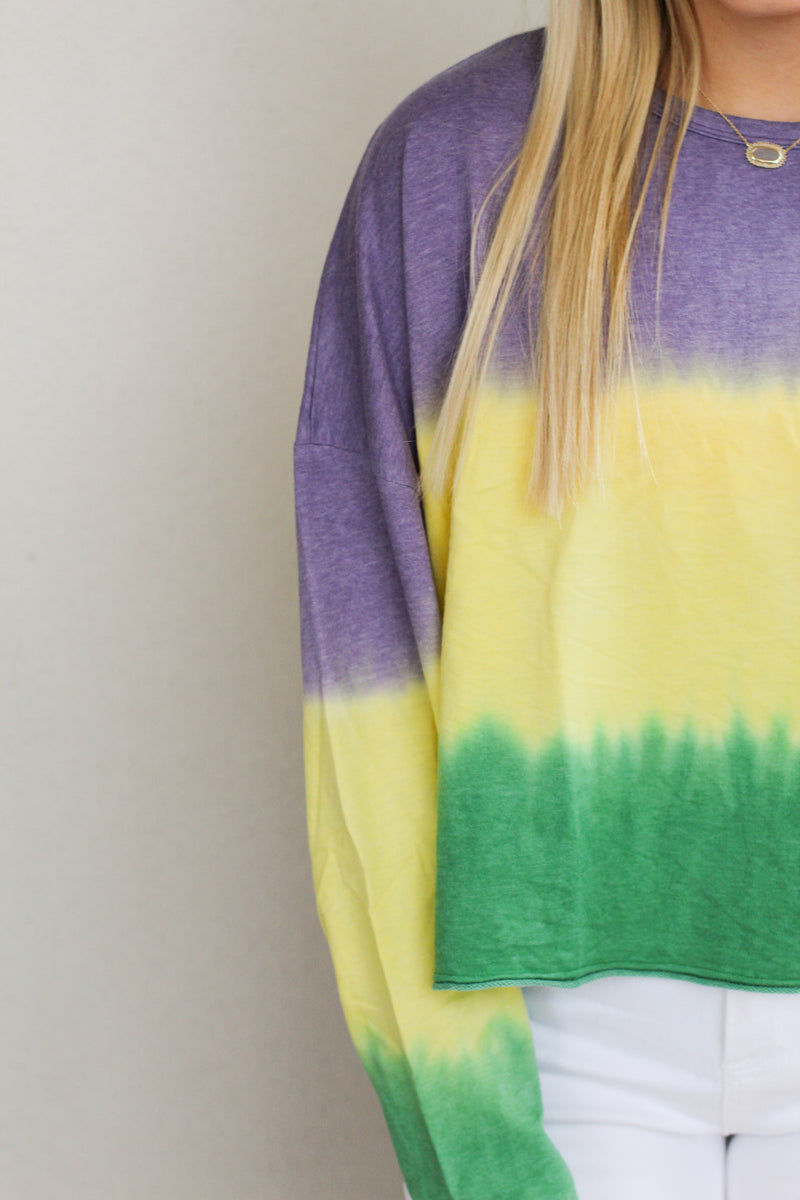 Have a Good Time Crop Top-Purple/Gold