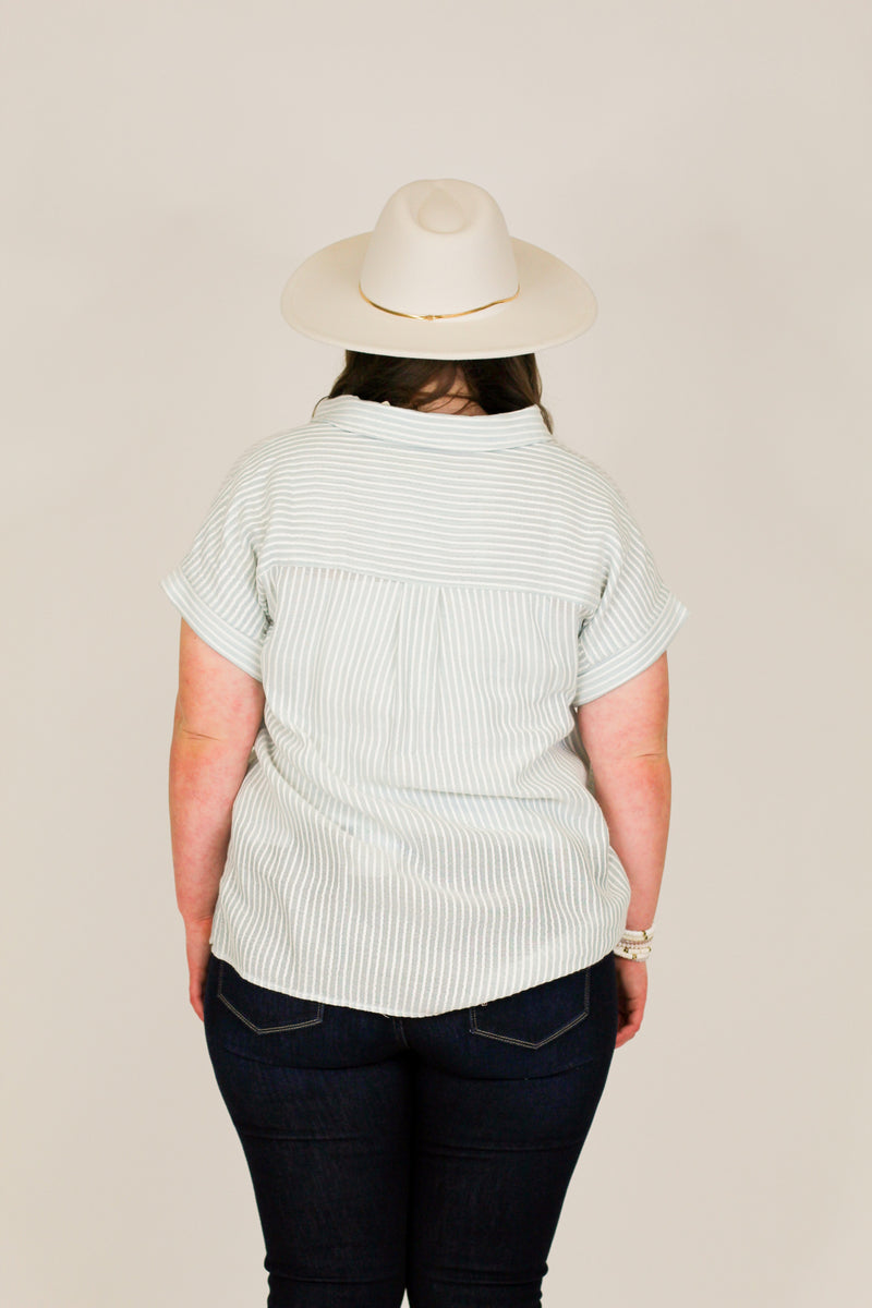 Love a Stripe Top-Baby Blue