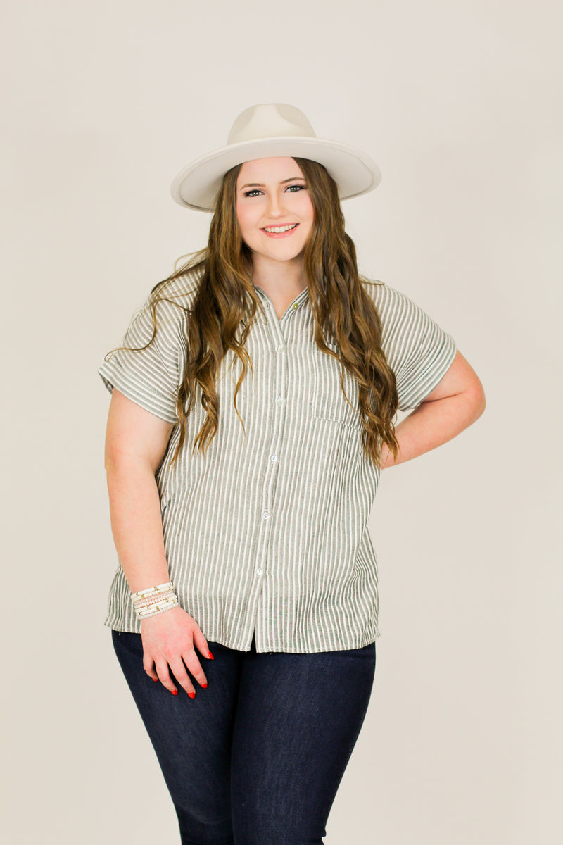 Love a Stripe Top-Grey