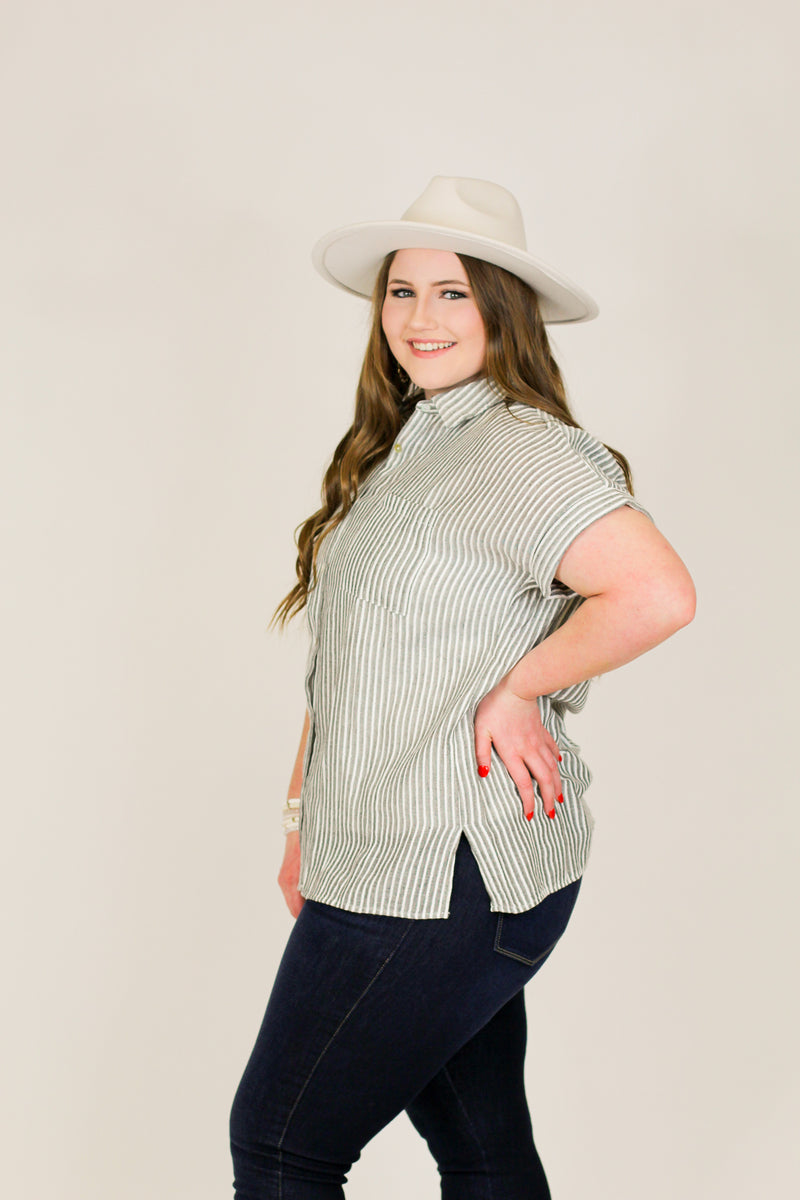 Love a Stripe Top-Grey