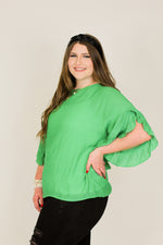Just Another Ruffle Top-Kelly Green