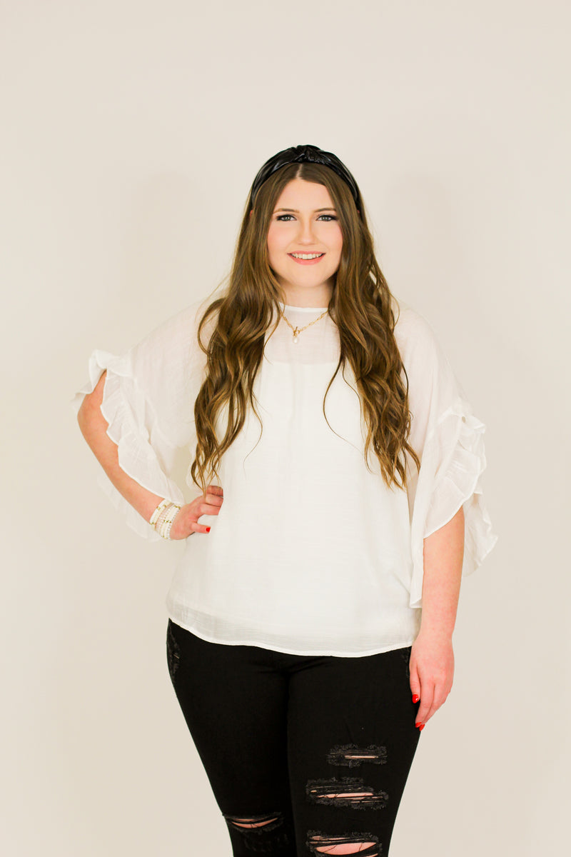 Just Another Ruffle Top-White