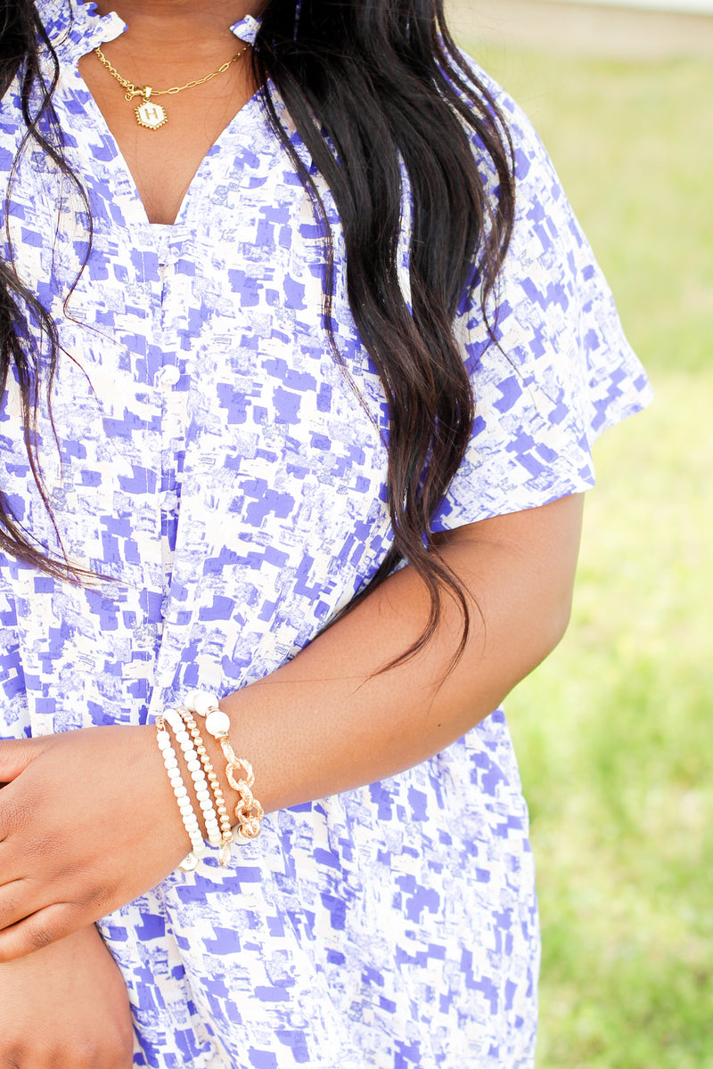 Mosaic Wonder Dress-Blue