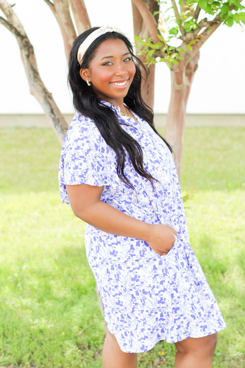 Mosaic Wonder Dress-Blue