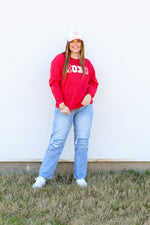 XOXO Patch Sweatshirt-Red