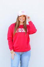 XOXO Patch Sweatshirt-Red