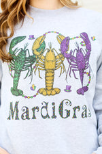 Crawfish Mardi Gras Sweatshirt-Grey