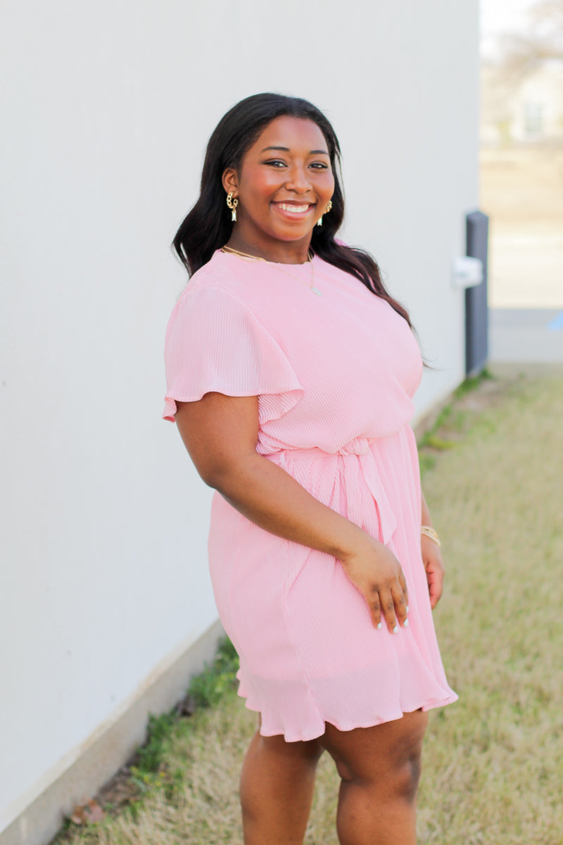 Ally Accordion Dress-Pink