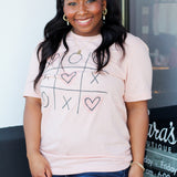 Tic Tac Toe Heart Tee-Blush