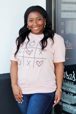 Tic Tac Toe Heart Tee-Blush