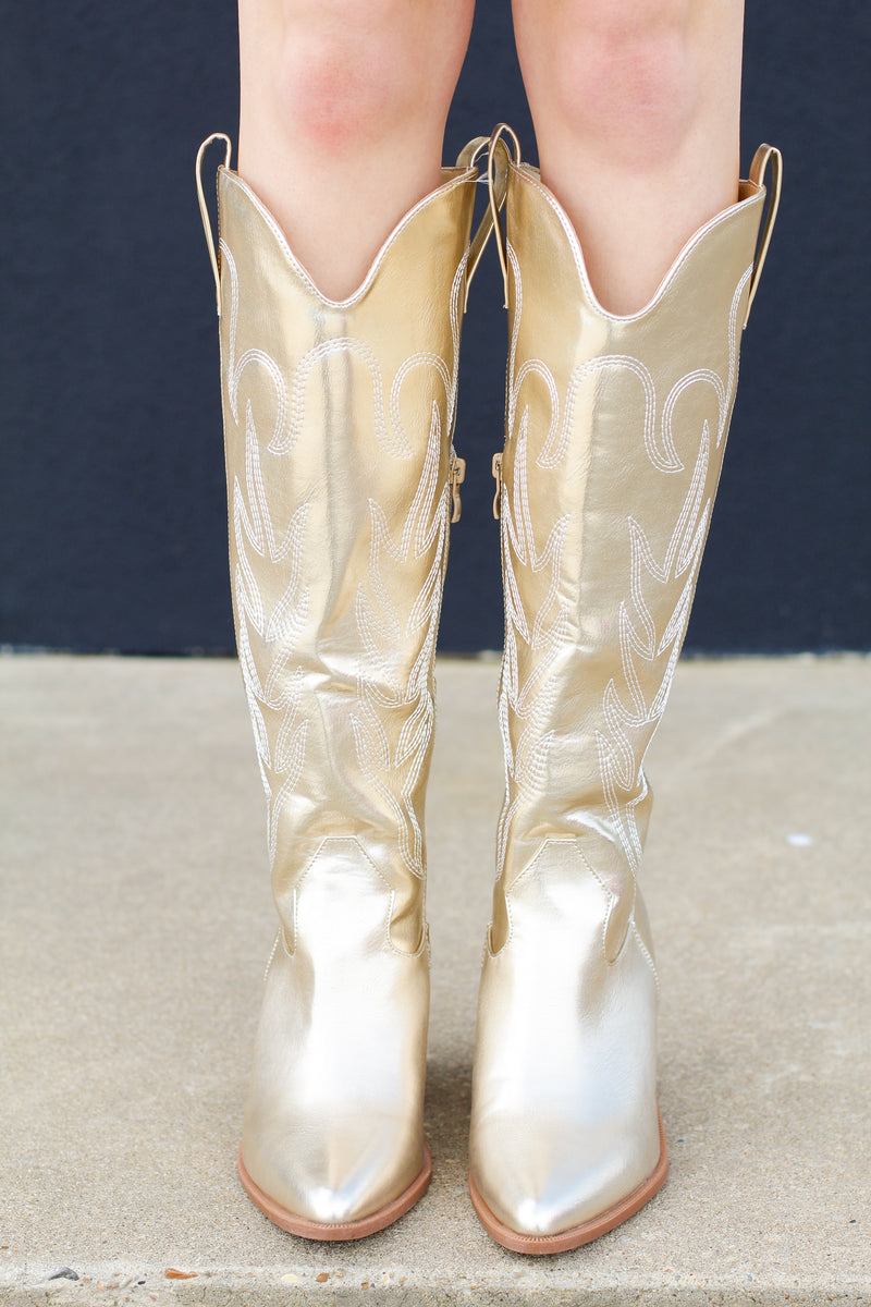 Cattle-9 Boots-Gold Metallic