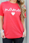 Mama Script Tee-Rose Red