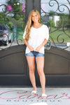 Cute Puff Sleeve Top-White