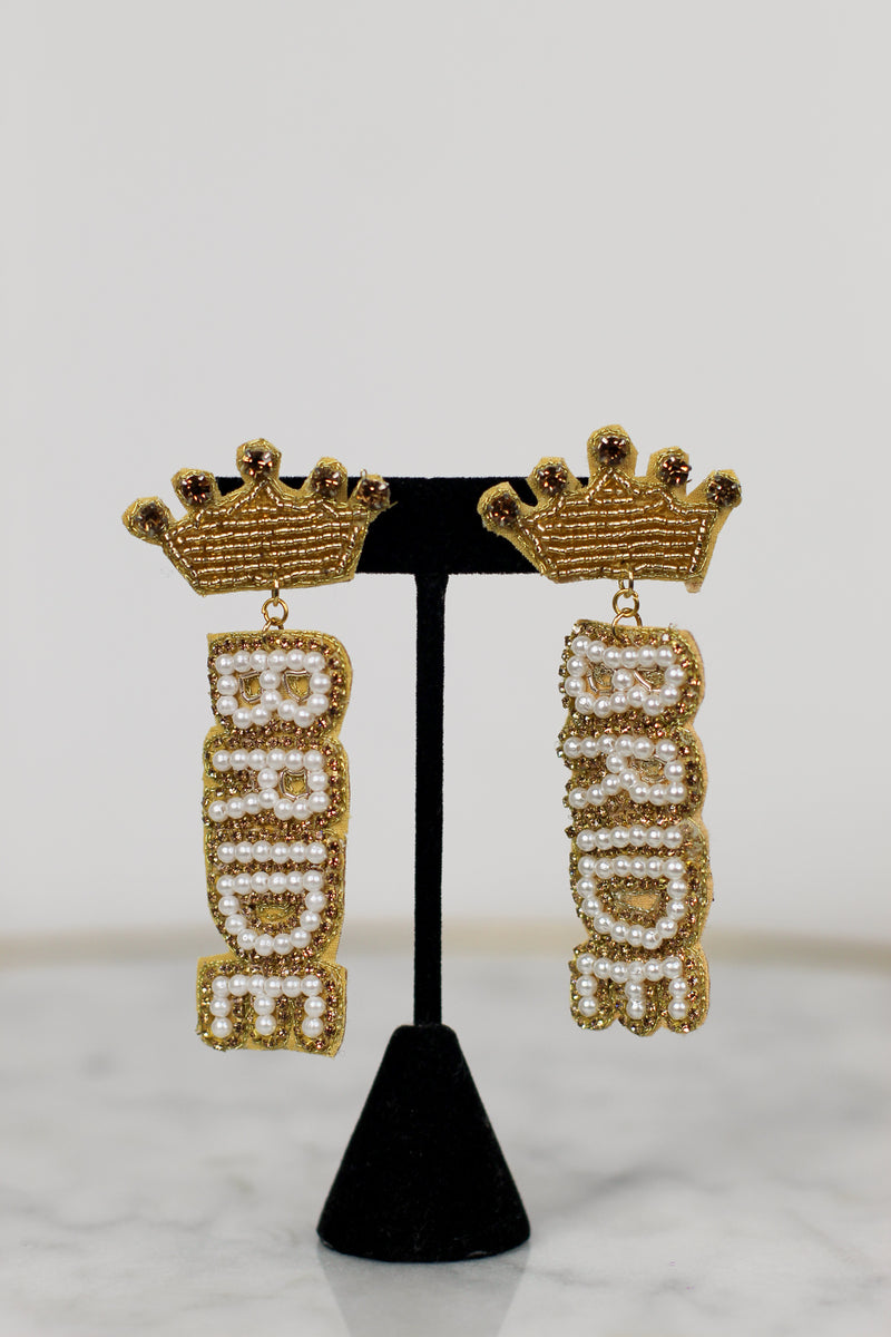 Bridal Crown Earrings-Gold