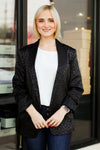 Satin Leopard Blazer-Black