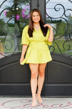 Just Too Cute Dress-Chartreuse