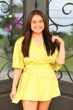 Just Too Cute Dress-Chartreuse