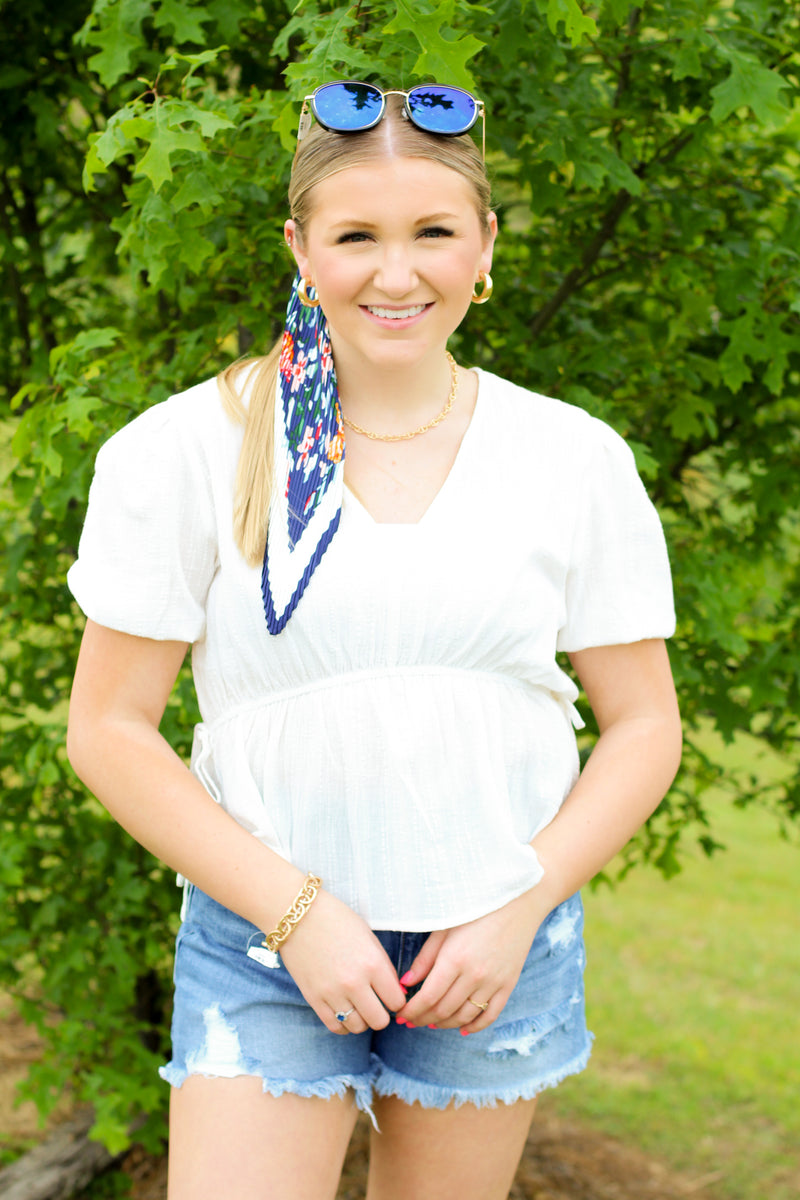 Sweet & Southern Tie Top-White