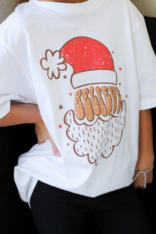 Believe Santa Tee-White