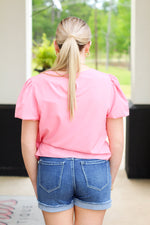Peaceful Puff Sleeve Top-Pink