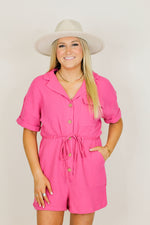 Linen Luna Romper-Pink