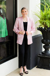 Satin Leopard Blazer-Mauve