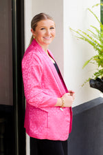 Satin Leopard Blazer-Hot Pink