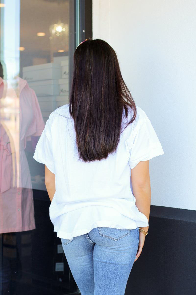 Basically Button Top-White