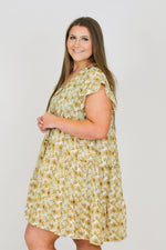 Susan Flower Dress-Gold