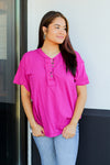 Basically Button Top-Fuchsia