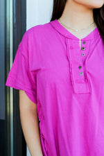 Basically Button Top-Fuchsia