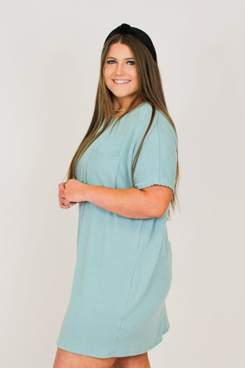 Comfy Pocket Dress-Blue