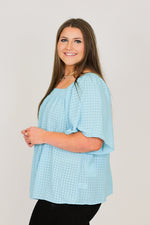 Gingham Girly Top-Blue